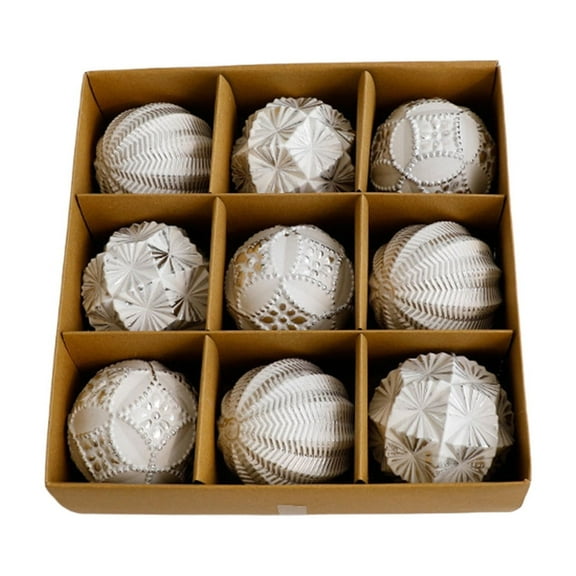 Vintage Christmas Ornaments Ball Set, 9 PCS Shatterproof Antique Traditional Christmas Tree Ornaments Farmhouse Hanging Decoration for Home Indoor Xmas Holiday Decor (Silver)
