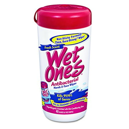 Wet Cloth - Wet Ones 04703 Antibacterial Moist Towelette, Cloth, 5 3/4 x 7 1/2, White, 40/Dispenser