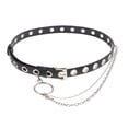 thumbnail image 1 of FELTECHELECTR Cinturón de cuero con ojales, estilo vintage punk, para vaqueros, con hebillas ajustables y cadena., 1 of 3