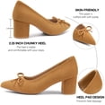 thumbnail image 5 of Ecetana Women's Pointed‑Toe Faux Suede Bow Pumps Chunky Block Heel Closed‑Toe Comfort Dress Shoes for Office Wedding, 5 of 6
