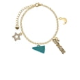 thumbnail image 2 of Delight Jewelry Acrylic 3/4" Teal Megaphone Goldtone Dream Big Charm Bracelet, 7.5+2" Extender, 2 of 4