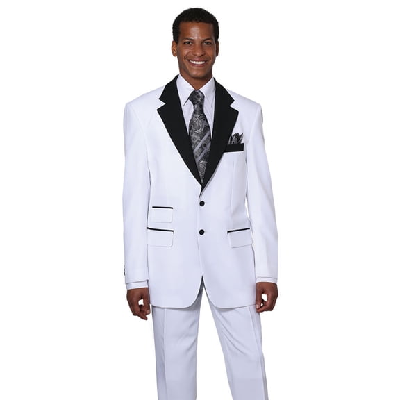 Men's Tuxedos White with Black Collar Jacket Tux Milano 7022