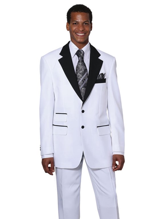 Men's Tuxedos White with Black Collar Jacket Tux Milano 7022