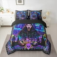 thumbnail image 2 of jejeloiu Spooky Gothic Skeleton Twin Bedding Sets 7-Piece,Halloween Horror Castle Bedding Comforter Set,Happy Halloween Sheet Sets For Men Women,Microfiber Bedroom Decor Reversible, 2 of 8