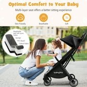Infans Portable Baby Stroller One-Hand Fold Pushchair W/ Aluminum Frame Black