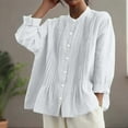 thumbnail image 3 of cocolona Button Up Shirts for Women Crew Neck Solid Color Blouses Fashion Casual Loose Long Sleeve Tops, 3 of 6