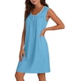 thumbnail image 5 of Gamivast Nightgowns for Women Sleeveless Scoop Neck Loose Fit Shift Mini Dress Solid Color Lace Trim Flowy Comfy Casual Everyday Wear Summer Dresses Spring Dresses, 5 of 8