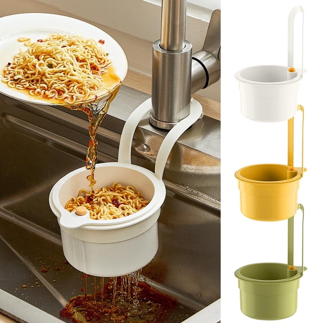 Wall-Mounted Sink Draining Basket Hanging Colander Organizer for Dishes, Fruits, Vegetables Durable Rust-Resistant Kitchen Storage Easy Tool-Free Install 1 Piece Space-Saving Design