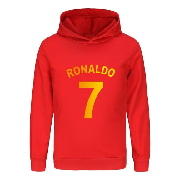 CR7 Youth Pullover – Kids Soccer Hoodie with Ronaldo Celebration Graphic, Boys Long Sleeve Fanwear
