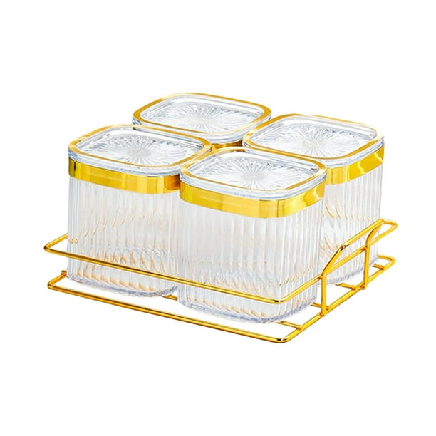 Bandeja para frutos secos, ahorra espacio, multiusos, transparente, para condimentos, caramelos y nueces. Blanco 4 cuadrados