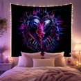 thumbnail image 2 of Dark Metallic Heart with Skeletal Hands Against Black Background Spooky Gothic for Goth Enthusiasts Neon Digital Art Decor Birthday Gift Tapestry Wall Hanging for Bedroom and Gaming Room, 2 of 7