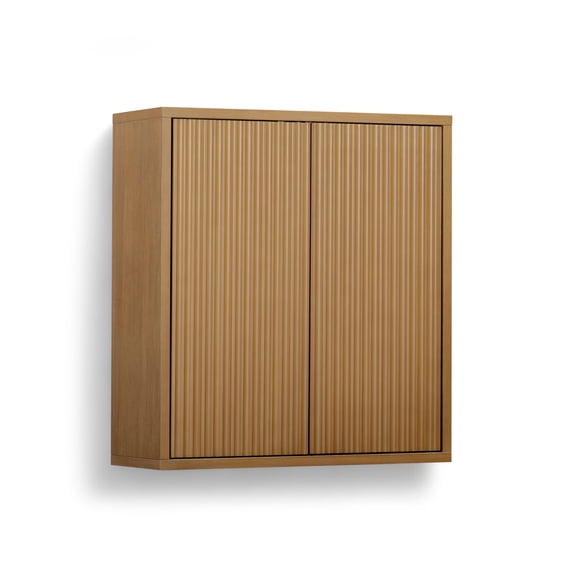 Teamson Home Tremolo Modern Boho 2-Door Wall Cabinet with Push-Open Design, Solid Wood & Fluted Fronts