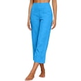 thumbnail image 4 of Dwellite Womens Linen Capri Pants Petite 2026 Summer Lightweight High Waist Straight Leg Solid Beach Lounge Pants Blue 2XL, 4 of 7