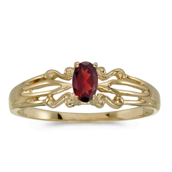 14k Yellow Gold Oval Garnet Ring