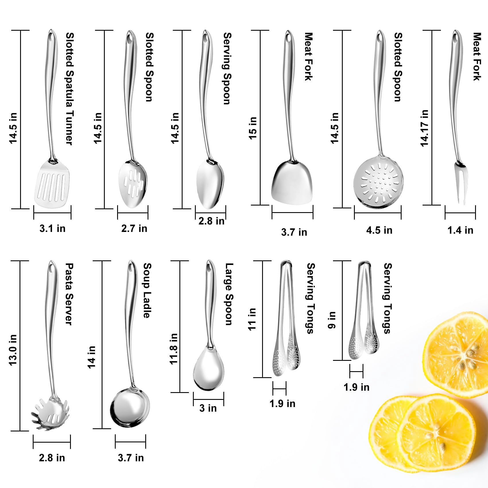 11-Piece 304 Stainless Steel Kitchen Utensil Set, Cooking Tools