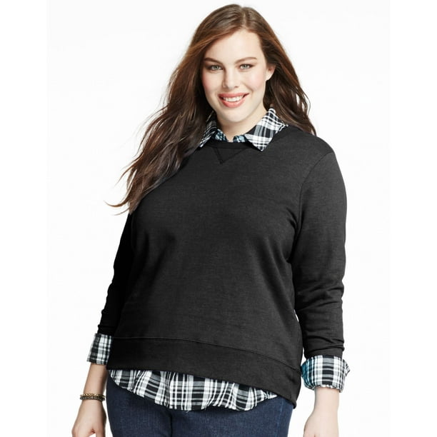 Just My Size Women`s ComfortSoft EcoSmart V-Notch Crewneck Sweatshirt, 3X 