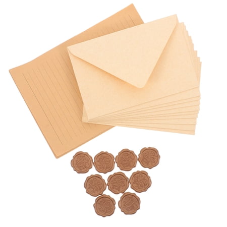 OFFIGAM Beige Writing Set with Letter Seals and Invitation Envelopes Elegant Paper Stationery for Home and Office Use