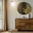 thumbnail image 3 of Brightech Luna Drop 66" LED Floor Lamp, Frosted Glass Globe Arcing Living Room Lamp, Mid-Century Modern Standing Lamp for Living Rooms, Bedrooms & Offices - Brass, 3 of 9
