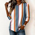 thumbnail image 5 of JULMCOMO Shirts for Women Vertical Striped Crew Neck 3/4 Sleeve Casual T Shirts Loose Fit Comfy Trendy Summer Basic Tees Orange L, 5 of 6