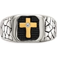 thumbnail image 2 of Stainless Steel Antiqued & Polished Yellow Ip-Plated With Crystal Cross Ring (Size 12) Made In China sr635-12, 2 of 5