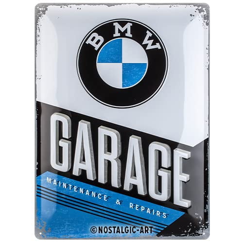 Nostalgic-Art Retro Tin Sign, BMW â€“ Garage â€“ Gift idea for car accessoires Fans, Metal Plaque, Vintage Design for Decoration, 11.8" x 15.7"