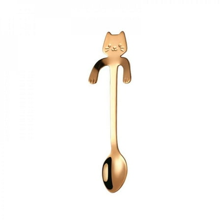 

Promotion!Stainless Steel Spoon Long Handle Stirring Scoop Hugging Kitty Spoon