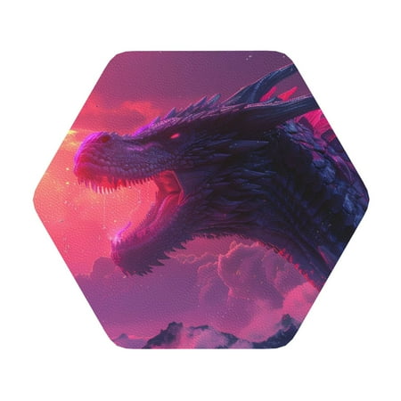 

Cauagu Mystical Dragon Under Moon for Round Coaster Drink Coasters Set of 4 Leather Bar Beer Beverage Cup Mat for Drinks for Tabletop Protection & Coffee Table Decor