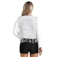 thumbnail image 2 of renvena Gilet Sans Manches à Paillettes pour Femmes, Col en V, Ouvert devant, avec Franges, Gilet de Danse Rave Argent m, 2 of 7