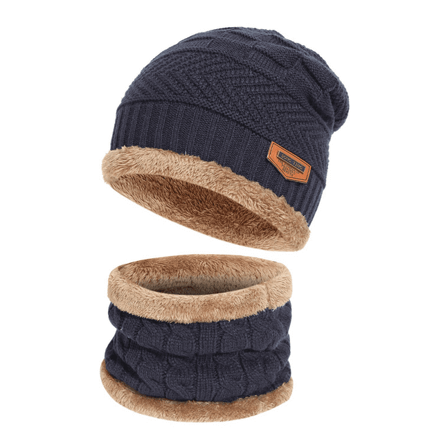 FZ FANTASTIC ZONE Kids Boys Girls Winter Warm Knit Beanie Hat Cap and Scarf Set with Fleece Lining