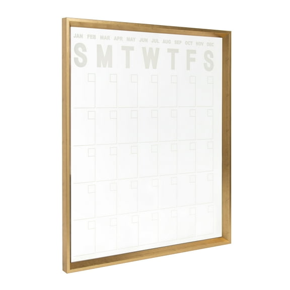 Kate and Laurel Calter Wall Calendar, Large Framed Erasable Month-at-a-Glance Planner with Clear Acrylic Surface, Gold 25.5 x 31.5 Inches