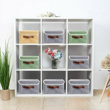 

2/6/12Pc Linen Fabric Cube Storage Bins Boxes Foldable Home Organizer Baskets