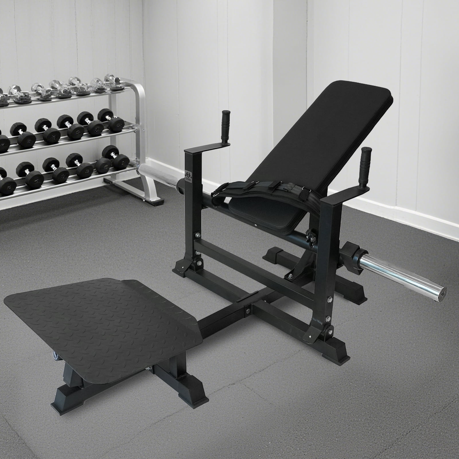 HeeH Hip Thrust Machine Glute Bridge: Heavy Duty Butt Muscle Building and Shaping Exercise Equipment with Adjustable Footboard Workout Home Gym 880LBS Black