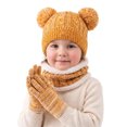 thumbnail image 2 of PureCasa Kids Hat Scarf Gloves Set Fleece Lined Warm Beanie Hat Scarf Gloves Three-Piece Set Kids Winter Holidays Gift, 2 of 6