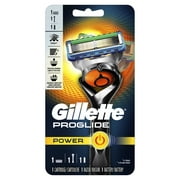 Gillette Pro Glide Power Men's Razor Handle + 1 Blade Refill, Blue