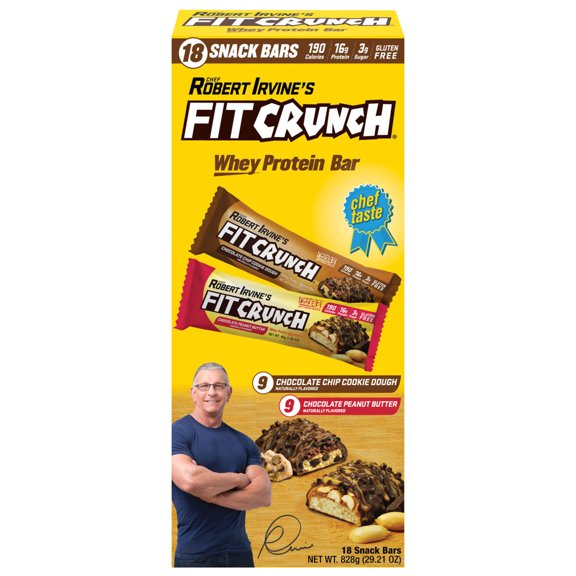 Chef Robert Irvines FITCRUNCH High Protein Bars Variety 1.62 Ounce (18 Count)