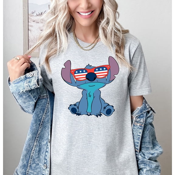 Moonlight Apparel 4th of July Cartoon Character T-Shirt Multicolor Patriotic Tee for Women Men Teens Funny Summer USA Shirt for Independence Day