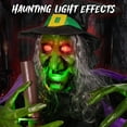 thumbnail image 3 of 6FT Floating Witch Halloween Decor,Animated Hovering Witch Animatronics,Witch Decoration with Voice Activated Sensor,Halloween Flying Witch Decorations Outdoor Green Face, 3 of 10