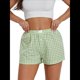 thumbnail image 2 of Pantalones Cortos de Pijama A Cuadros Y2K para Mujer, Tipo Bóxer Elástico, Estilo Urbano Verde S, 2 of 10