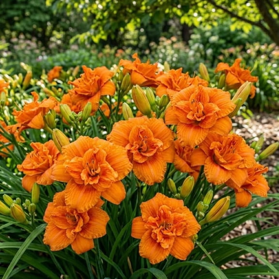 5 Double Orange Day Lilly Bulbs for Planting, Daylilies Fans Systems, Reblooming Daylilly Roots Hemerocallis Hardy Perennial