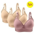 thumbnail image 2 of Bigersell Wireless Bra Discouts 3pc Woman's Solid Color Daily Bra Without Underwire Gathering Bras Underwire Bra Style F-1122 Beige 40/90, 2 of 7