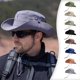 thumbnail image 1 of Sombrero de sol para hombres al aire libre | Sombrero de pescar de nylon transpirable, gorra de montañismo plegable, sombra con protección UV, ajustable 55-60cm | RMY Verde, Caqui, Azul Marino, 1 of 7