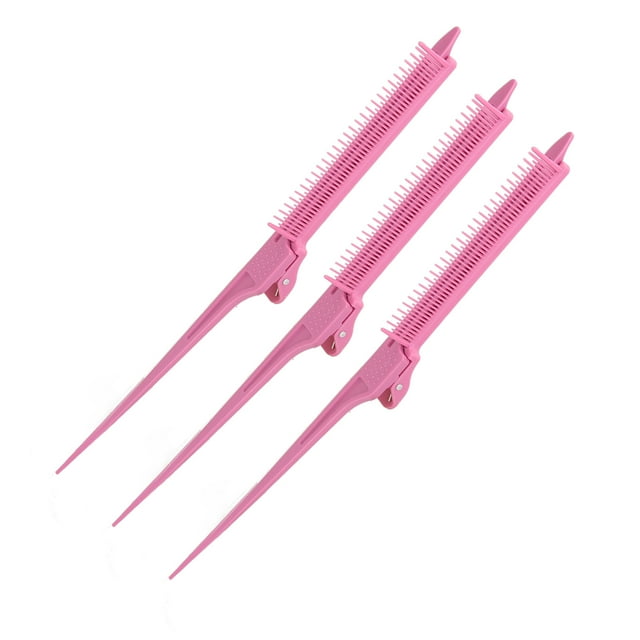 Peine De Cola De Rata, Peine Con Clip Para Burlas De Dientes Redondeados, Rosa, 3 Piezas Para Peluquería Para Salón