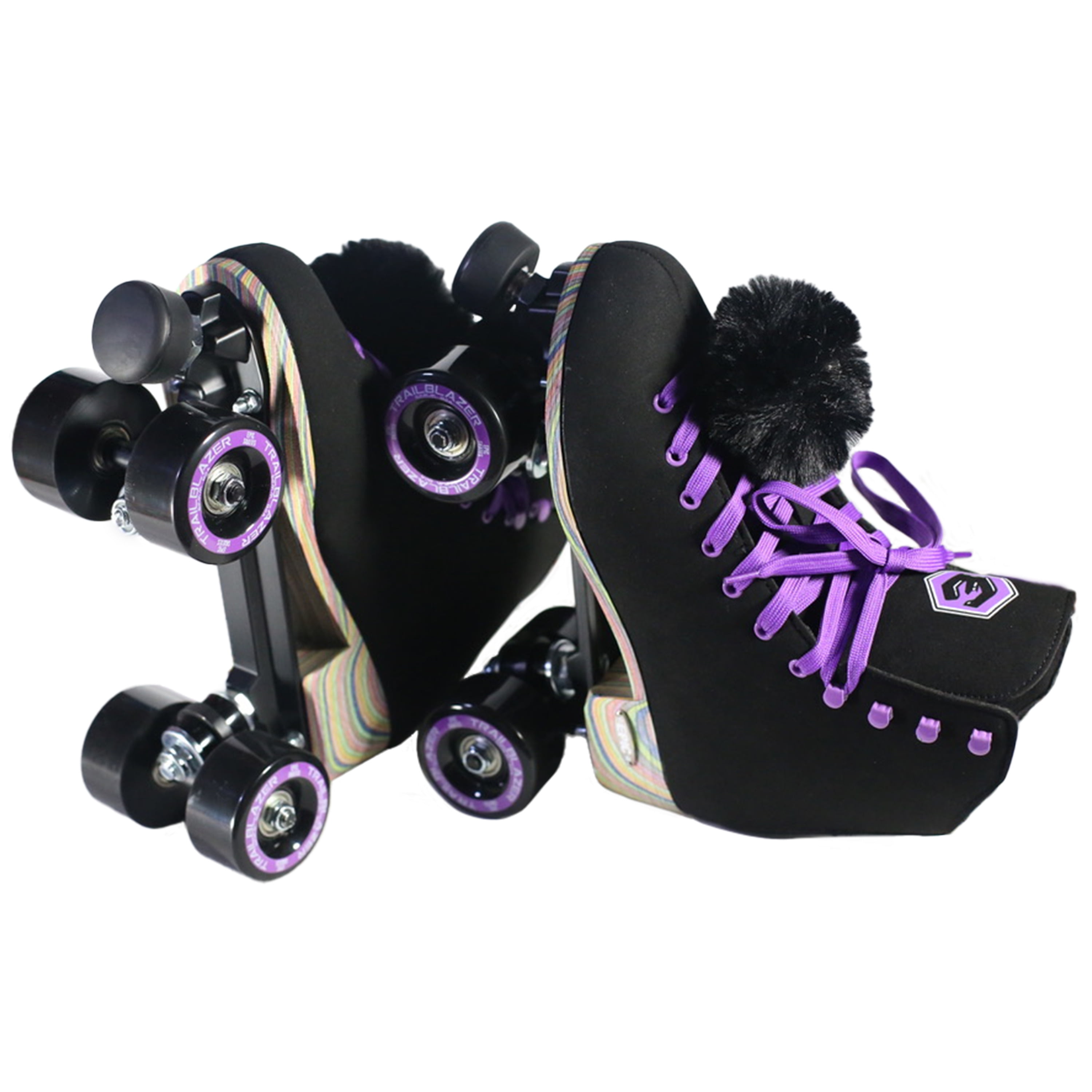 Epic Skates Unisex Royale Purple Laces Hybrid Wheels Roller Skates 5 Aluminum Plates Black
