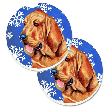 

Carolines Treasures LH9286CARC Bloodhound Winter Snowflakes Holiday Set of 2 Cup Holder Car Coasters Large multicolor