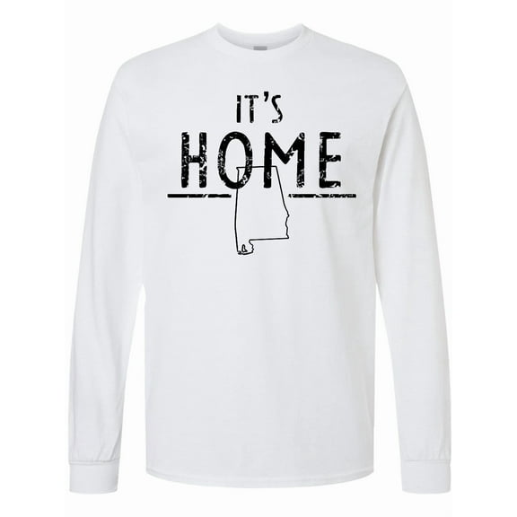 Inktastic It's Home Alabama State Outline Distressed Text Long Sleeve T-Shirt