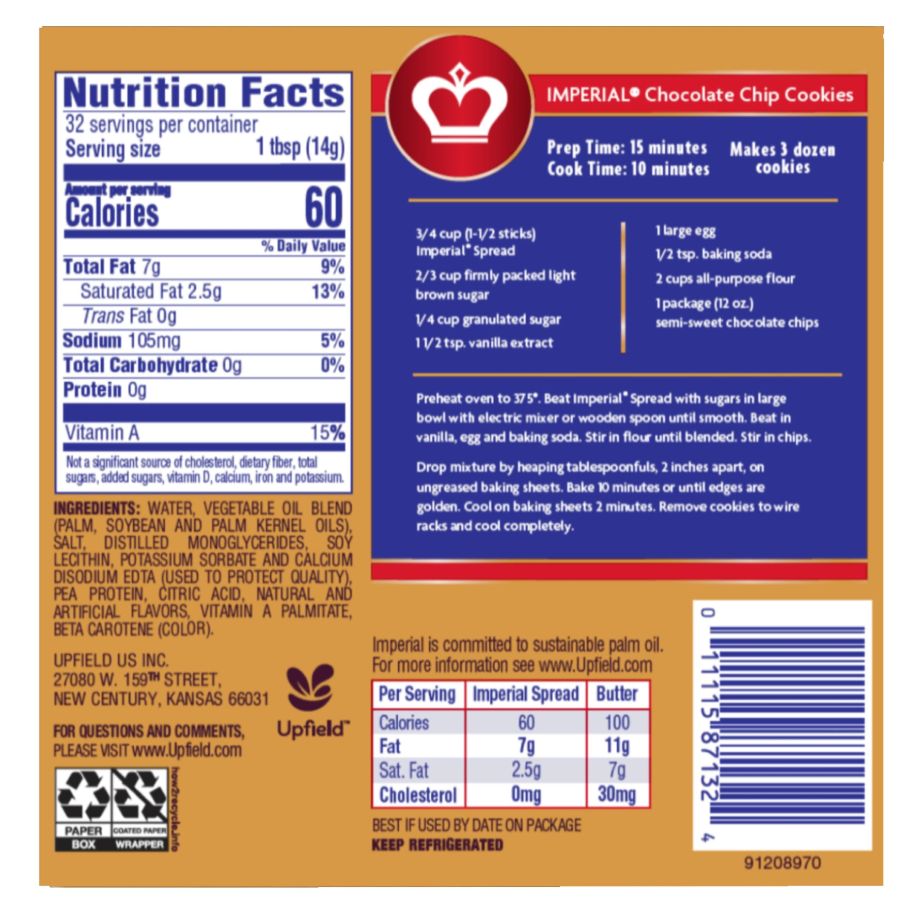 Imperial Vegetable Oil Spread, 16 oz Box, 4 Sticks (Refrigerated)