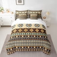 thumbnail image 2 of Feelyou Brown Bohemian Aztec Bedding Comforter Set 7 Pieces, Hippie Trible Style Full Bedding Set, Retro Western Triangle Reversible Fitted Sheet Flat Sheet, Ultra Soft Bedroom Decor, 2 of 7