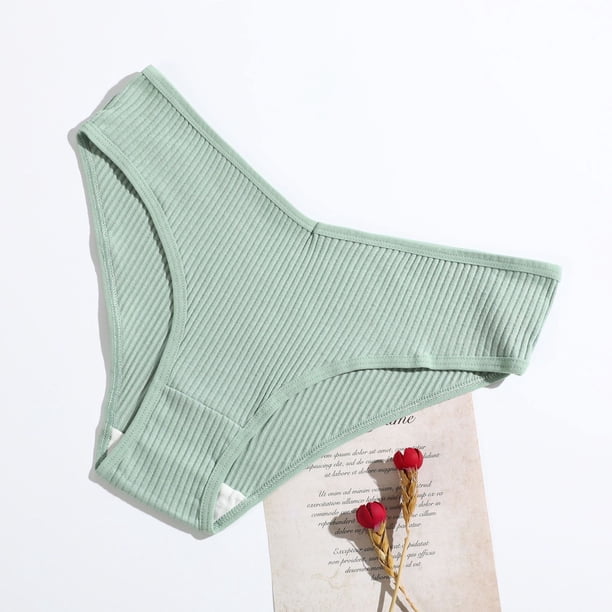 Braguitas de algodón con forma de V para mujer, con rosca, de color sólido europeo y americano, de cintura baja, transpirables, de doble capa, para niñas
