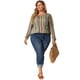 thumbnail image 3 of Women's Plus Size Blouse Colorful Round Neck Elastic Cuff Long Sleeve Stripe Top Multicolor 4X, 3 of 7