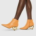 thumbnail image 5 of XYD Women Cute Heart Shaped Heel Ankle Boots Pointed Closed Toe Side Zipper Short Booties Fashion Party Casual Shoes Size 12.5 Orange, 5 of 5
